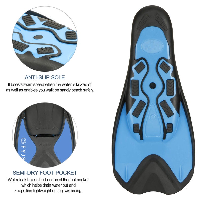 F FYJS FYJS Short Swim Fins with Comfortable Full Foot Pocket Travel-Size for Snorkeling and Scuba Diving - Image 3